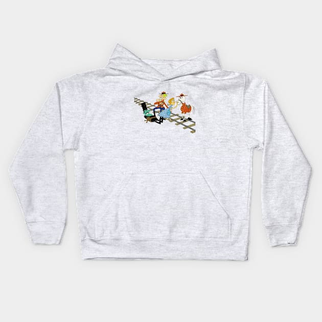 Dudley Do-Right, Nell, Horse and Snidely Whiplash Kids Hoodie by offsetvinylfilm